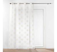 Douceur d'Intérieur, Net Curtain with Eyelets (140 x 240 cm) Sistine Gold, Metallic Printed Sandblasted Voile
