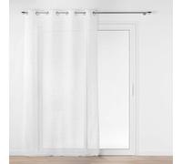 Douceur d'Intérieur, Odessa Net Curtain with Eyelets (140 x 240 cm) White Metallic Embroidered Sandy Voile