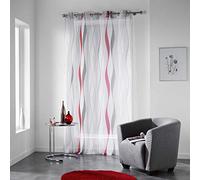 Douceur d'Intérieur Ondulys Polyester Panel Curtain with Eyelets, polyester, red, 240x140 cm