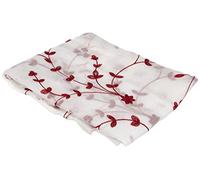douceur d'intérieur, Pair of Net Curtains with Loops (2 x 60 x 120 cm) Small Flower White/Red Embroidered Sanded Voile