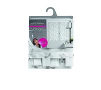 Douceur d'Intérieur, Pair of Net Curtains with Loops (2 x 60 x 90 cm) Small Flower White/Grey, Embroidered Sandy Voile