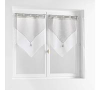 Douceur d'Intérieur, Pair of Sheer Curtains (2 x 60 x 90 cm) Geomatic Grey/White, Organza Devore