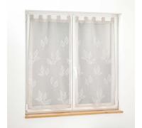 Douceur d'Intérieur, Pair of Straight Loops (2 x 60 x 120 cm) Berry Taupe, Embroidered Sandy Voile