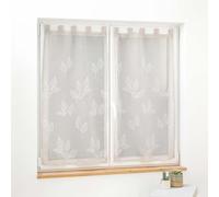 Douceur d'Intérieur, Pair of Straight Loops (2 x 60 x 90 cm) Berry Taupe, Embroidered Sandy Voile