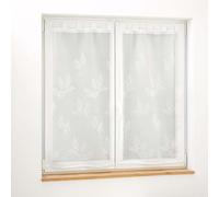 Douceur d'Intérieur, Pair of Straight Loops (2 x 60 x 90 cm) Berry White, Embroidered Sandy Voile