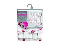 Douceur d'Intérieur Pair of Straight Loops 2 x 60 x 90 cm Embroidered Sand Voile Curtains Small Flower White/Red