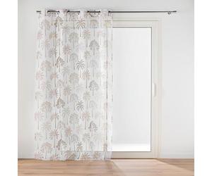 Douceur d'Intérieur, Palmea Natural Sandblasted Printed Eyelet Curtain 140 x 240 cm