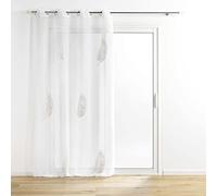 Douceur d'Intérieur, Palmeor Net Curtain with Eyelets (140 x 240 cm) Gold Metallic Embroidered Sandy Voile