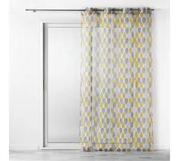 Douceur d'Intérieur, Palpito Net Curtain with Eyelets 140 x 240 cm Yellow/White Transfer Print Voile