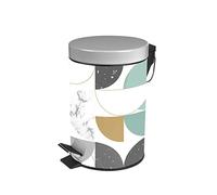 Douceur d'Intérieur, Pedal Bin 3 L Printed Metal Geomtree Blue