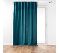 Douceur d'Intérieur Plain Cotton Curtain with Tabs and Valance 140 x 240 cm Mistraline Duck Blue