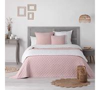 Douceur d'Intérieur Quilted Bed Runner, 80 x 180 cm, Microfibre, Two Tone, Mellow Chic Pink/White, 100% Polyester