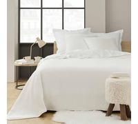 Douceur d'Intérieur, Quilted Bedspread (220 x 240 cm) and 2 Pillowcases (60 x 60 cm) Mylene Natural, Embossed Velvet with Sherpa