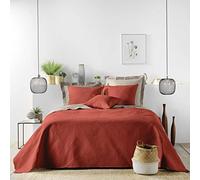 Douceur d'Intérieur Quilted Bedspread (220 x 240 cm), Romanes, Terracotta, Microfibre, Plain