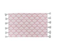 Douceur d'Intérieur Rectangle MAT+Pompons, Cotton Polyester Nylon, Pink, 50 x 80 CM