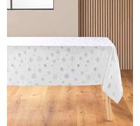 Douceur d'Intérieur, Rectangular Tablecloth (140 x 240 cm) Astrelia White/Silver, Printed Microfibre