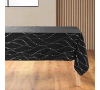 Douceur d'Intérieur, Rectangular Tablecloth (140 x 240 cm) Firmament Black/Silver, Printed Microfibre