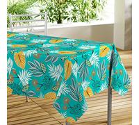Douceur d'Intérieur, Rectangular Tablecloth (140 x 300 cm) Lilidae Turquoise, PVC Printed
