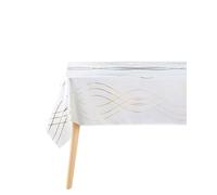 Douceur d'Intérieur, Rectangular Tablecloth (150 x 240 cm) Elona White/Gold, Metallic Printed Polyester