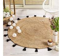Douceur d'Intérieur Round Decorative Rug, Jute, Black, 120 cm (Rond)