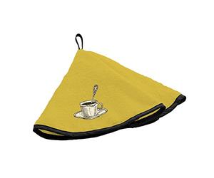 Douceur d'Intérieur, Round Hand Towel Diameter 60 cm Yellow Cup Embroidered Sponge