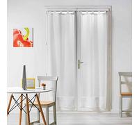 Douceur d'Intérieur, Salina Pair of Net Curtains with Loops (2 x 70 x 200 cm) White Sandblasted Voile