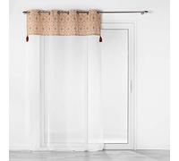 Douceur d'Intérieur, Samira Eyelet Curtain 140 x 240 cm Terracotta Sandblasted Voile with Polycotton Top 140 x 240 cm