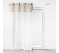 Douceur d'Intérieur, Samira White Sandblasted Top Polycotton Pom Pom Eyelet Curtain 140 x 240 cm