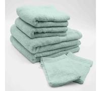 Douceur d'Intérieur, Set of 2 gloves (15 x 21 cm), 2 towels (50 x 90 cm) and 2 shower towels (70 x 130 cm) terry cloth, Elegance Celadon