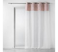 Douceur d'Intérieur, Sibel Voile Curtain with Eyelets (140 x 240 cm) Pink Sandblasted Top Finish Printed Cotton