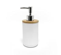 douceur d'intérieur, Soap Dispenser (Diameter 7 x 17.5 cm) Smart White, Polystyrene Bamboo Finish