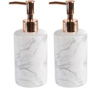 douceur d'intérieur, Soap Dispenser (Diameter 7 x 18 cm) Marble, Ceramic Printed (Pack of 2)