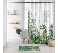 Douceur d'Intérieur Soft Vagabonde Shower Curtain with Hooks, Multi-Colour, 180 x 200 cm