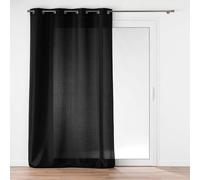 Douceur d'Intérieur, Soline Black Eyelet Curtain 140 x 280 cm Polyester Plain