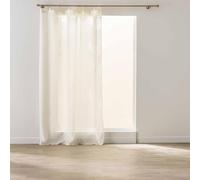 Douceur d'Intérieur, Sunline Net Curtain with Rings (140 x 240 cm) White/Gold, Woven Metallic Thread