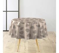 Douceur d'Intérieur, Tablecloth Round (Diameter 160 cm) Linen Leaves PVC Textilia