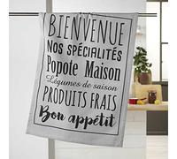 Douceur d'Intérieur, Tea Towel (50 x 70 cm) Popote Grey, Printed Cotton