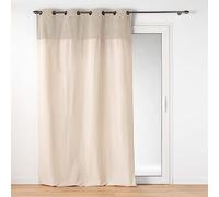 Douceur d'Intérieur, Tessa Curtain with Eyelets (140 x 240 cm) Beige, Polycotton and Plain Terry Top