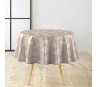Douceur d'Intérieur, Textilia Round Tablecloth (Ø 160 cm) White Leaves PVC