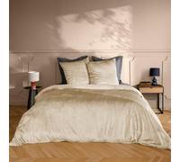 Douceur d'Intérieur, Velina 3-Piece Bedding Set (240 x 220 cm) Sand Velour Plain