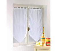 Douceur d'Interieur Voile 2-Net Uni Curtain Pompon, Blanc