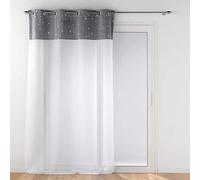 Douceur d'Intérieur, Voile Curtain with Eyelets (140 x 280 cm) Moonlight Grey, Sandblasted Velour Top Finish Phosph