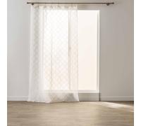 Douceur d'Intérieur, Voile Curtain with Rings (140 x 240 cm) Solis White, Sandblasted Voile with Metallic Thread