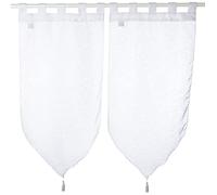 Douceur d'Interieur Voile Sable Lissea 2-Net Curtain Pompon, Blanc