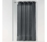 Douceur d'Intérieur, Zazy Woven Linen Effect Net Curtain with Eyelets 140 x 280 cm Anthracite