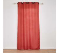 Douceur d'Intérieur, Zeline Terracotta Eyelet Curtain 140 x 280 cm Plain Polyester with Metallic Thread