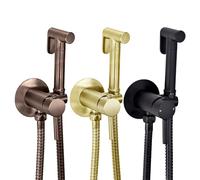 Douche Bidet Shattaf Muslim Shower Spray Kit Handset Holder and Outlet Elbow - Black Brass Bronze Finish (Matt Black)