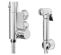 Douche Shower Spray with Wall Bracket and Vertical Thermostatic Bar Valve | Chrome | Stainless Steel | 81mm x 164mm x 88mm