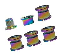 DOUDINGMAO 5Pcs Colorful Disc Crankset Nut Bike Double Chainring Bolts Replacement Mountain Bicycles Crankset Parts Easy To Use For Bicycles Outer/Middle Chainrings