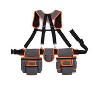 DOUDINGMAO Heavy Duty Adjustable Carpenters Tool Belt with Multi Pockets Pouches and Reinforced Suspenders for Construction Work